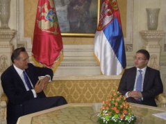 11 July 2013 National Assembly Speaker Dr Nebojsa Stefanovic receives Montenegrin Parliament Speaker and OSCE PA President Ranko Krivokapic